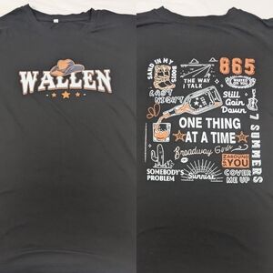 Morgan Wallen Black Tshirt Cowboy Hat Logo Front Song Titles Back Large